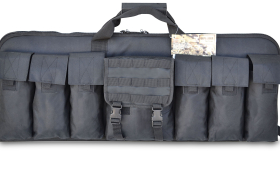 TC06 36″ Explorer Single Gun Case, 36 x 13.5-Inch, Black This 36″ single gun case has 1 double front pocket with m.o.l.l.e for ammo and accessories, 6 big mag pouches that can hold up to 18 mags 3 mags in each pouch back pack , one shoulder strap. High density webbing.