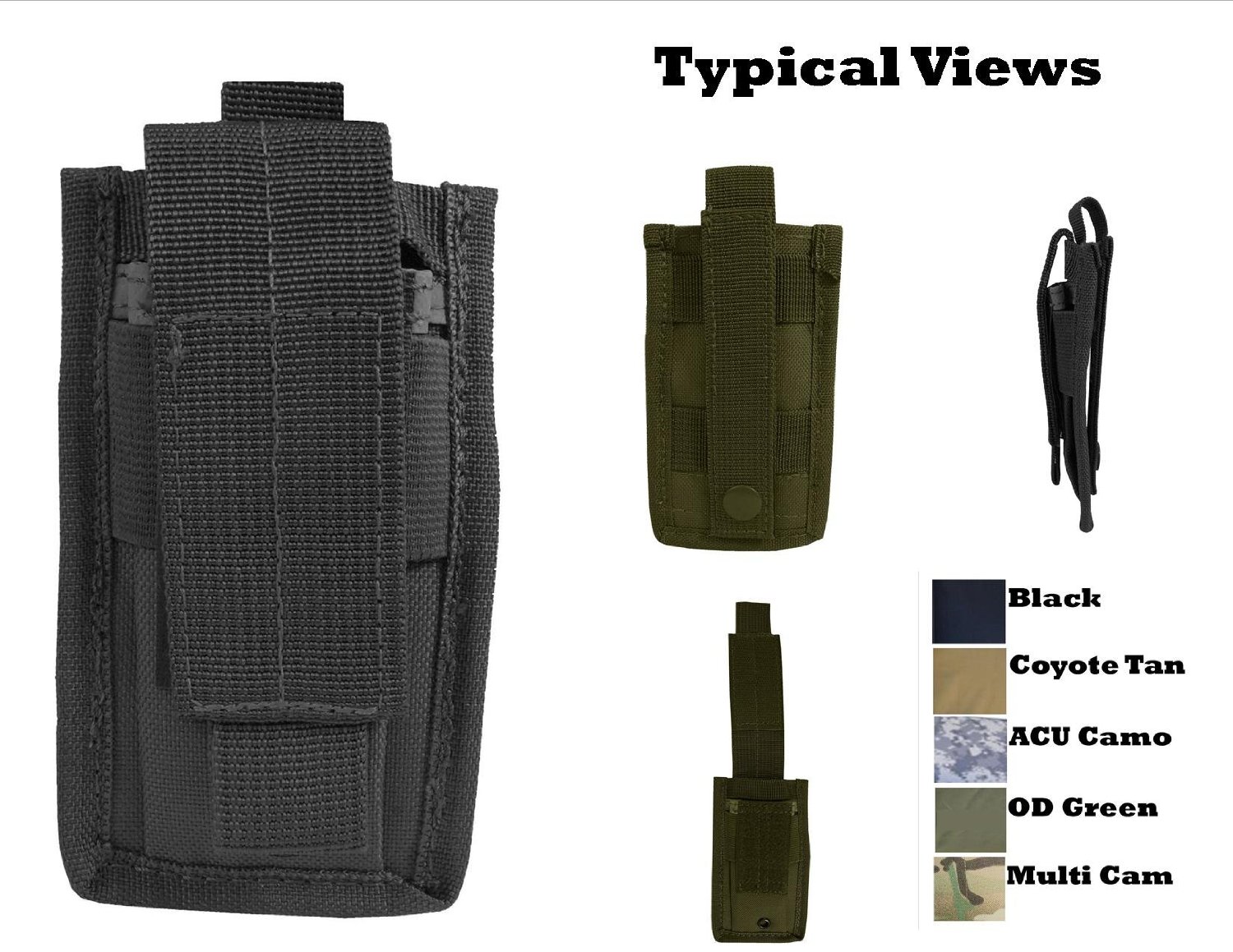 P41 Explorer Tactical Velcro & MOLLE Single Pistol Magazine / Knife Carry Pouch - COYOTE, tan, od, lack acu, multicam